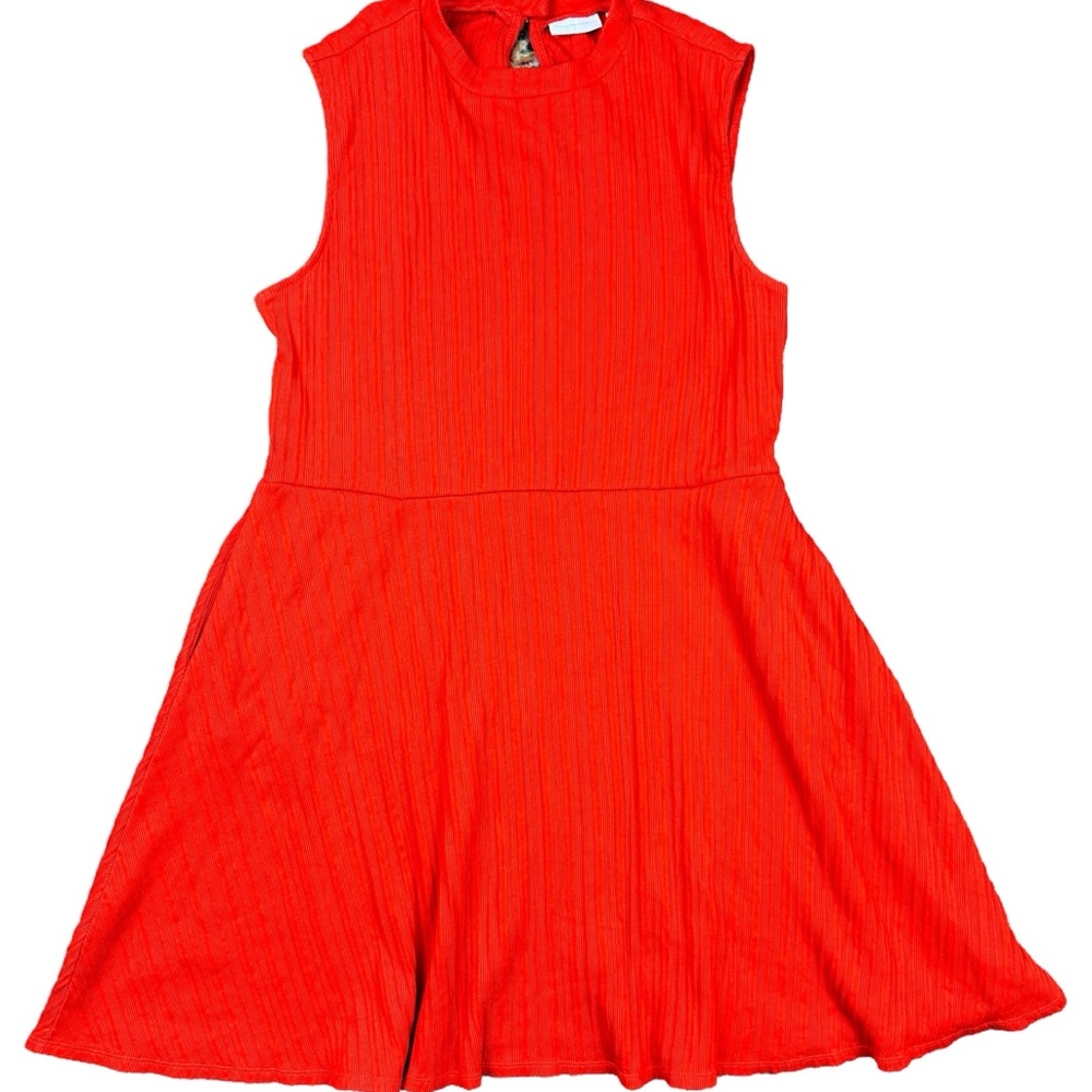 New York & Company Red Women’s Fit & Flare Dress With Pockets